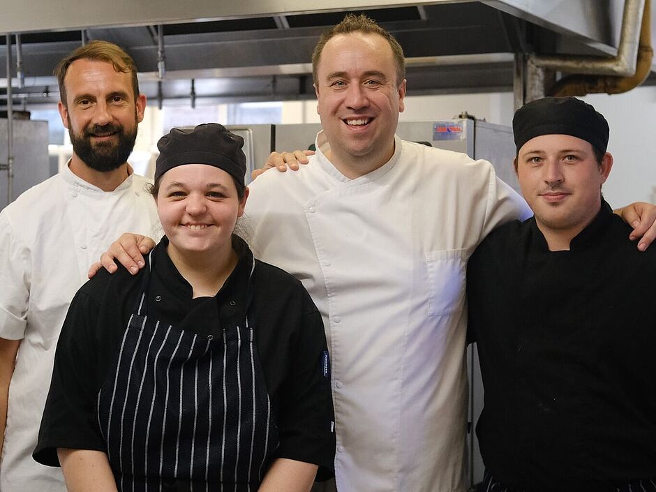 Experienced chefs working in The Red Lion kitchen