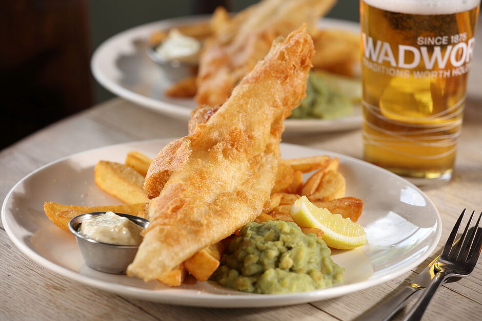 Fish and Chips and a pint of Wadworth 6X