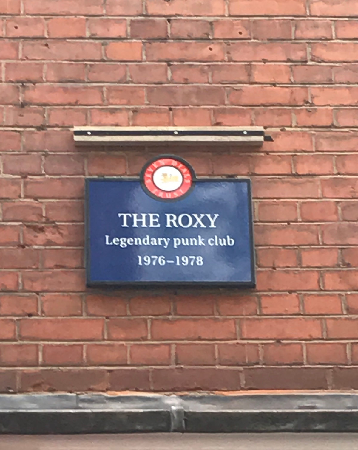 Blue plaque commemorating The Roxy Blue plaque commemorating The Roxy